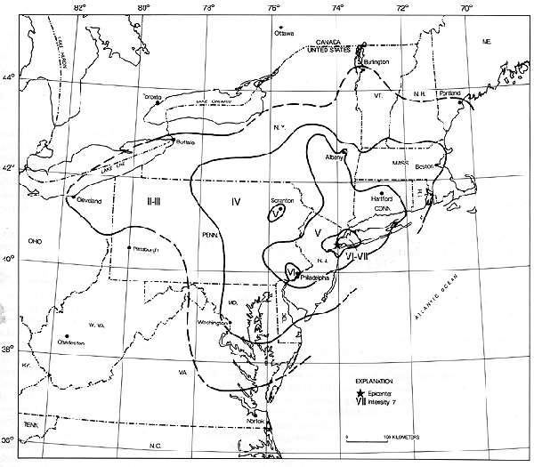 Isoseismal Map August 10, 1884 Earthquake.